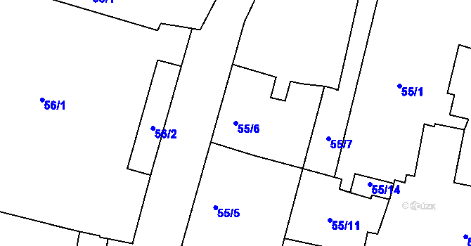 Parcela st. 55/6 v KÚ Litoměřice, Katastrální mapa