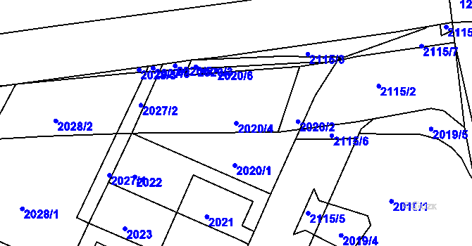 Parcela st. 2020/4 v KÚ Litoměřice, Katastrální mapa