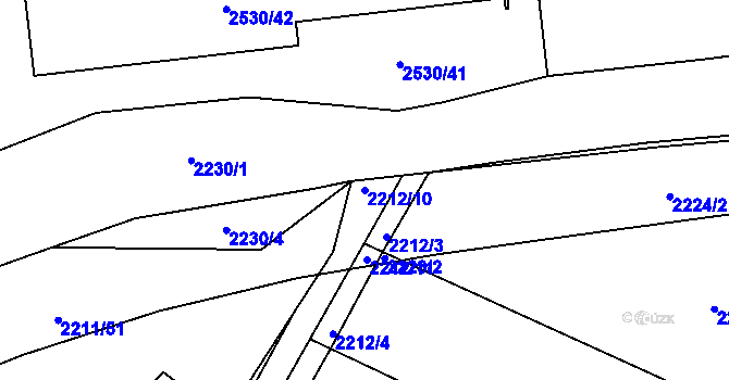 Parcela st. 2212/10 v KÚ Litoměřice, Katastrální mapa