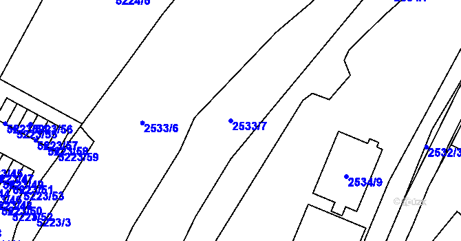 Parcela st. 2533/7 v KÚ Litoměřice, Katastrální mapa