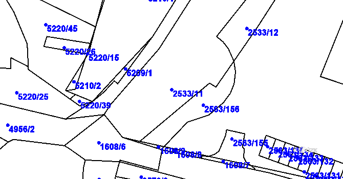 Parcela st. 2533/11 v KÚ Litoměřice, Katastrální mapa