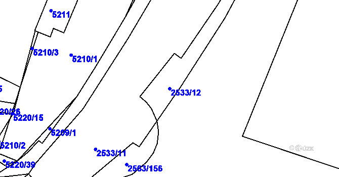 Parcela st. 2533/12 v KÚ Litoměřice, Katastrální mapa