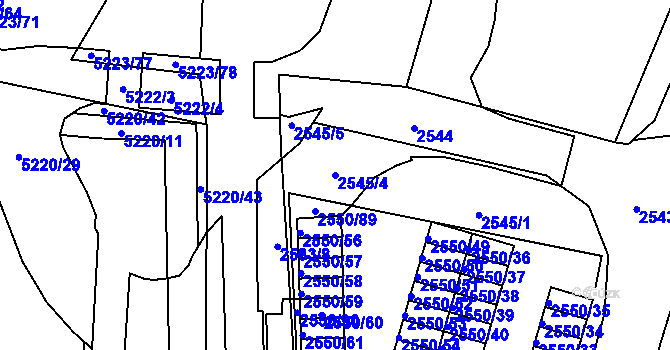 Parcela st. 2545/4 v KÚ Litoměřice, Katastrální mapa