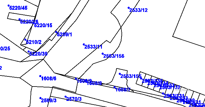 Parcela st. 2563/156 v KÚ Litoměřice, Katastrální mapa