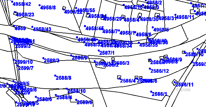 Parcela st. 2587/1 v KÚ Litoměřice, Katastrální mapa