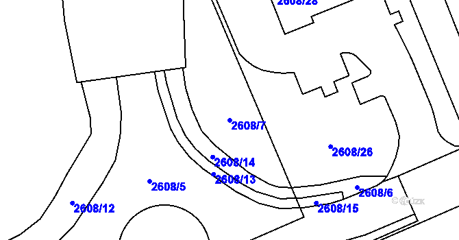 Parcela st. 2608/7 v KÚ Litoměřice, Katastrální mapa