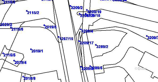 Parcela st. 3209/17 v KÚ Litoměřice, Katastrální mapa