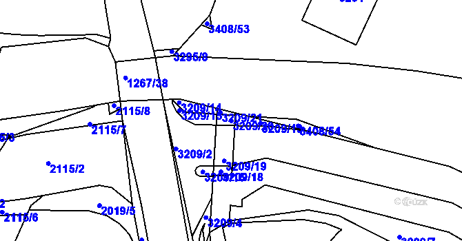 Parcela st. 3209/20 v KÚ Litoměřice, Katastrální mapa