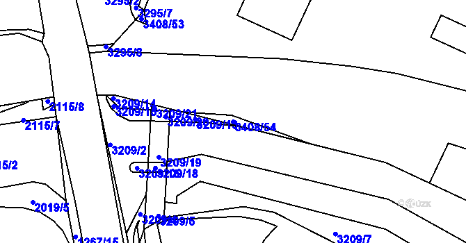 Parcela st. 3408/54 v KÚ Litoměřice, Katastrální mapa