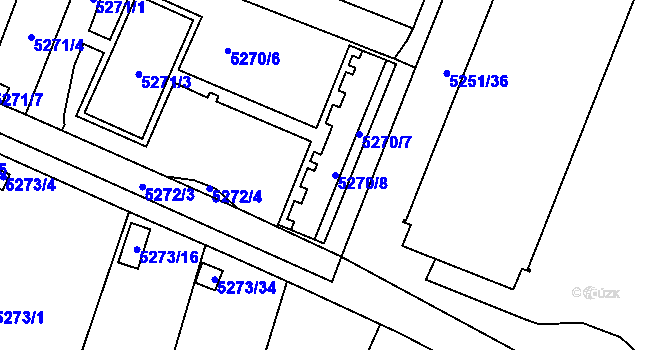 Parcela st. 5270/8 v KÚ Litoměřice, Katastrální mapa