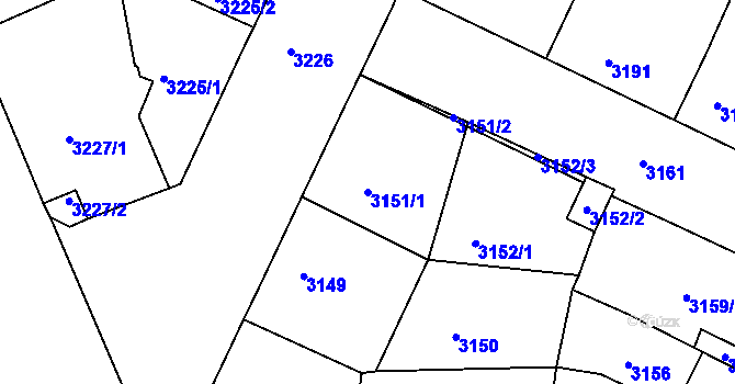 Parcela st. 3151/1 v KÚ Litoměřice, Katastrální mapa