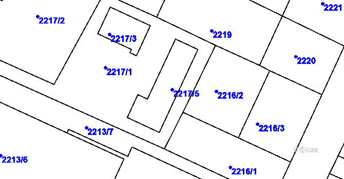 Parcela st. 2217/5 v KÚ Litoměřice, Katastrální mapa