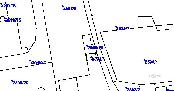 Parcela st. 2598/25 v KÚ Litoměřice, Katastrální mapa