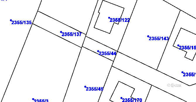 Parcela st. 2355/44 v KÚ Litoměřice, Katastrální mapa