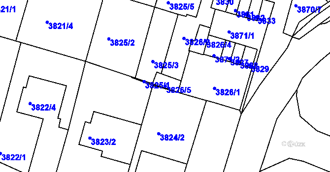 Parcela st. 3826/5 v KÚ Litoměřice, Katastrální mapa