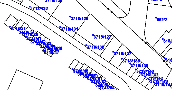 Parcela st. 3718/130 v KÚ Litoměřice, Katastrální mapa