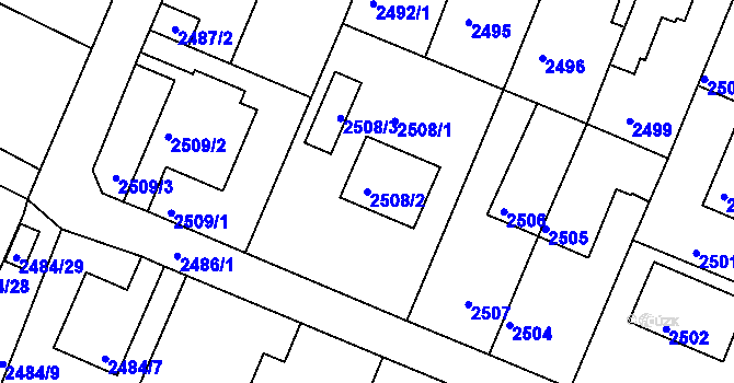 Parcela st. 2508/2 v KÚ Litoměřice, Katastrální mapa