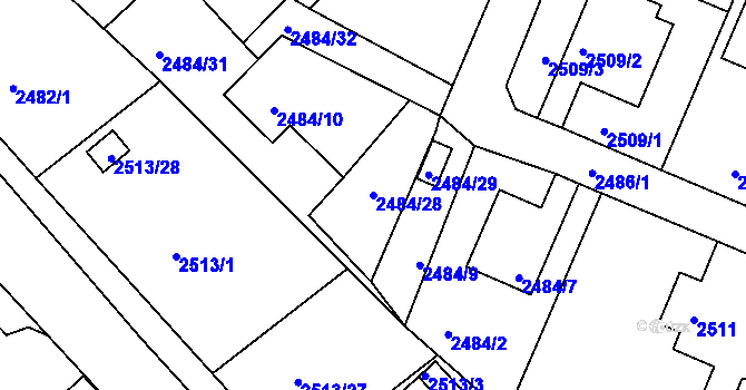 Parcela st. 2484/28 v KÚ Litoměřice, Katastrální mapa