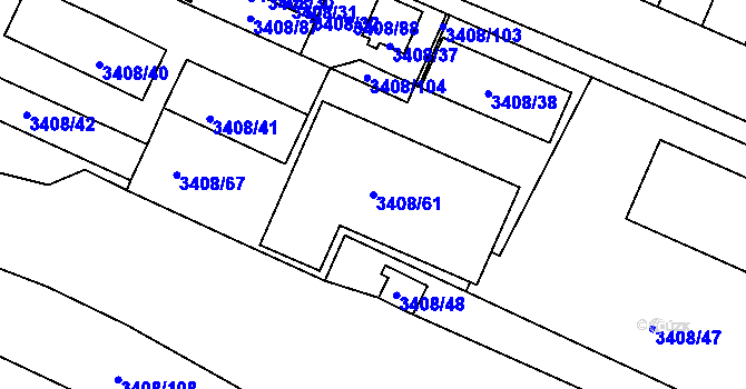 Parcela st. 3408/61 v KÚ Litoměřice, Katastrální mapa
