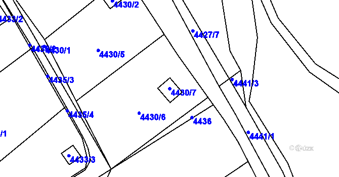 Parcela st. 4430/7 v KÚ Litoměřice, Katastrální mapa