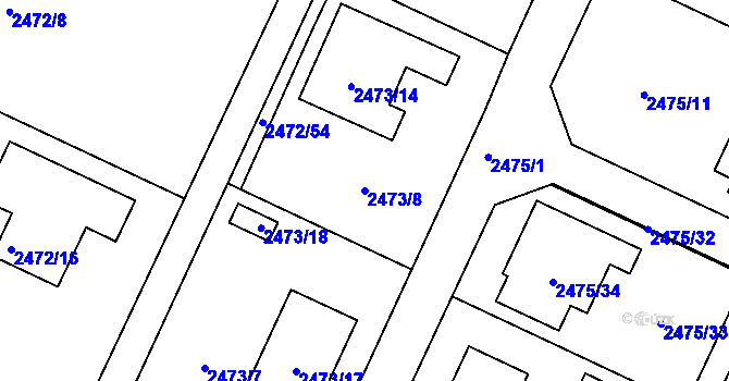 Parcela st. 2473/8 v KÚ Litoměřice, Katastrální mapa