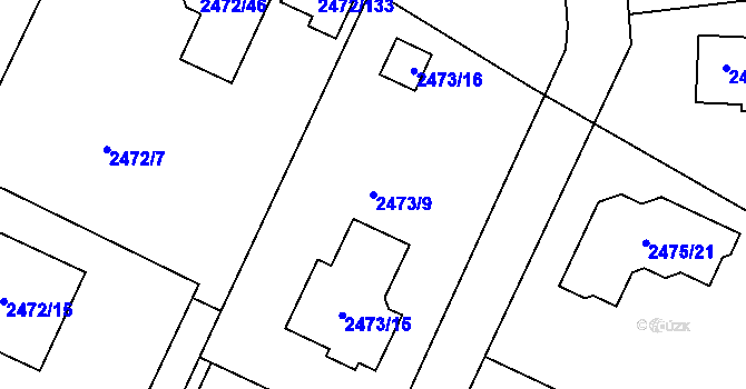 Parcela st. 2473/9 v KÚ Litoměřice, Katastrální mapa