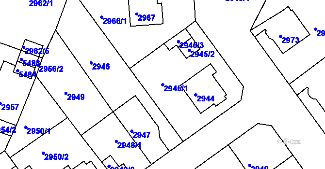 Parcela st. 2945/1 v KÚ Litoměřice, Katastrální mapa