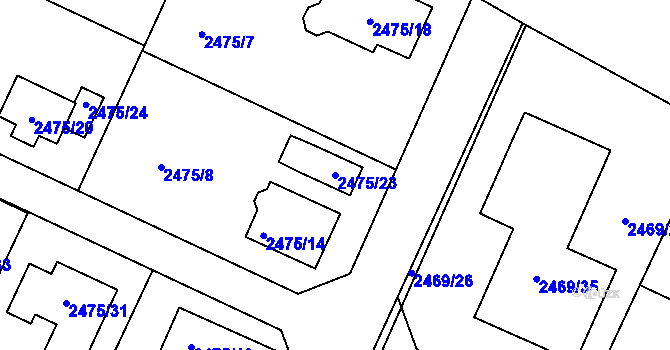 Parcela st. 2475/23 v KÚ Litoměřice, Katastrální mapa