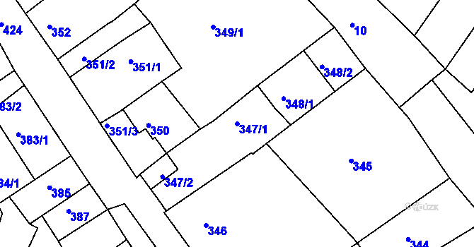 Parcela st. 347/1 v KÚ Litoměřice, Katastrální mapa