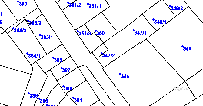 Parcela st. 347/2 v KÚ Litoměřice, Katastrální mapa