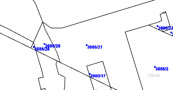 Parcela st. 3886/21 v KÚ Litoměřice, Katastrální mapa