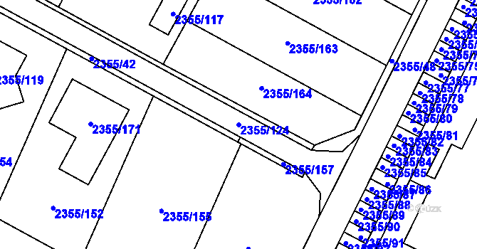 Parcela st. 2355/124 v KÚ Litoměřice, Katastrální mapa
