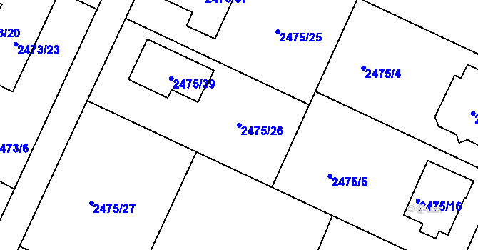 Parcela st. 2475/26 v KÚ Litoměřice, Katastrální mapa