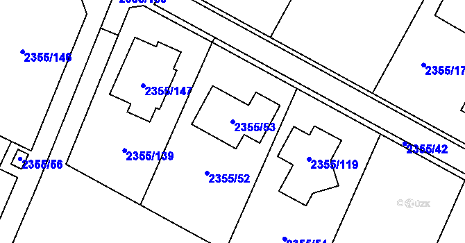 Parcela st. 2355/53 v KÚ Litoměřice, Katastrální mapa