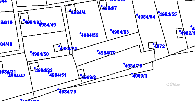 Parcela st. 4984/70 v KÚ Litoměřice, Katastrální mapa