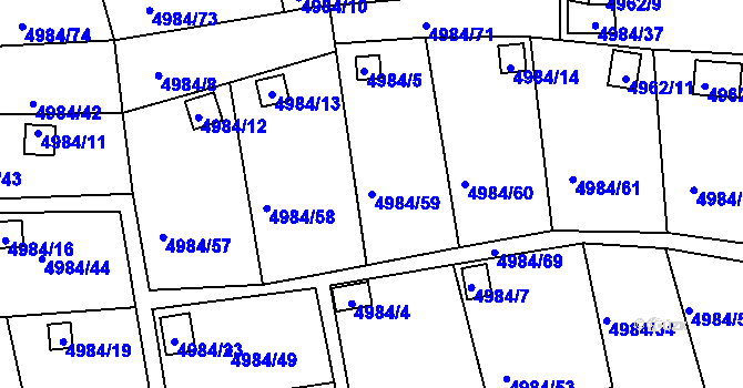 Parcela st. 4984/59 v KÚ Litoměřice, Katastrální mapa