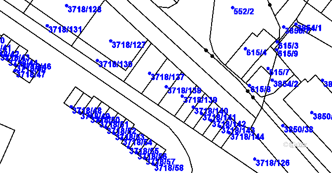 Parcela st. 3718/138 v KÚ Litoměřice, Katastrální mapa