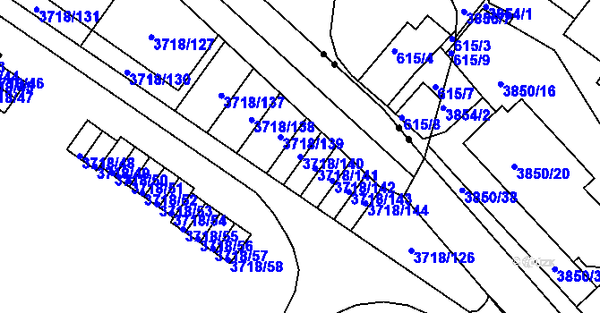 Parcela st. 3718/140 v KÚ Litoměřice, Katastrální mapa