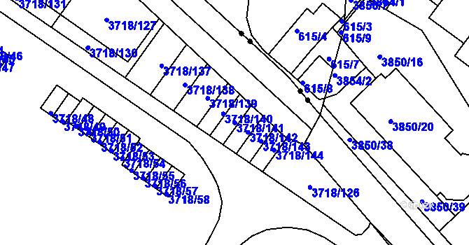 Parcela st. 3718/141 v KÚ Litoměřice, Katastrální mapa