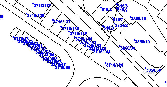 Parcela st. 3718/142 v KÚ Litoměřice, Katastrální mapa
