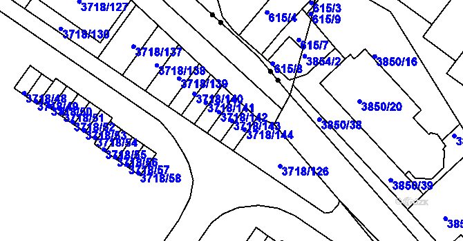 Parcela st. 3718/143 v KÚ Litoměřice, Katastrální mapa