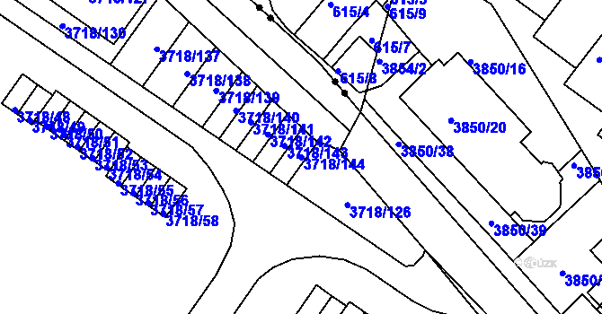 Parcela st. 3718/144 v KÚ Litoměřice, Katastrální mapa