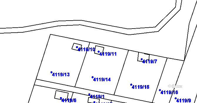 Parcela st. 4119/11 v KÚ Litoměřice, Katastrální mapa