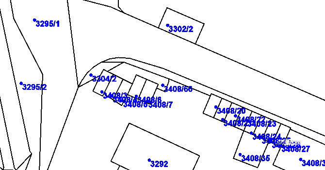Parcela st. 3408/66 v KÚ Litoměřice, Katastrální mapa