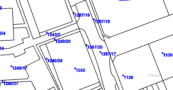 Parcela st. 1267/20 v KÚ Litoměřice, Katastrální mapa