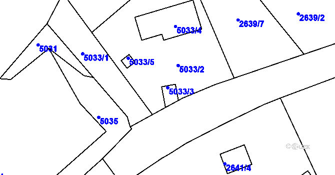 Parcela st. 5033/3 v KÚ Litoměřice, Katastrální mapa