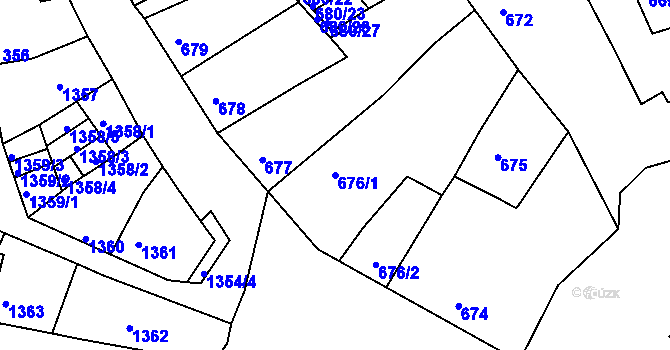 Parcela st. 676/1 v KÚ Litoměřice, Katastrální mapa
