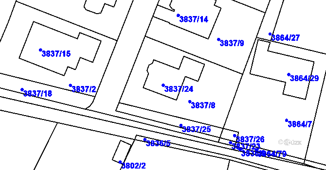 Parcela st. 3837/24 v KÚ Litoměřice, Katastrální mapa