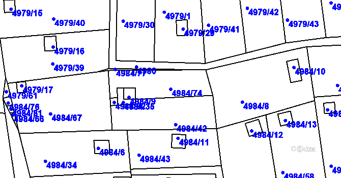 Parcela st. 4984/74 v KÚ Litoměřice, Katastrální mapa