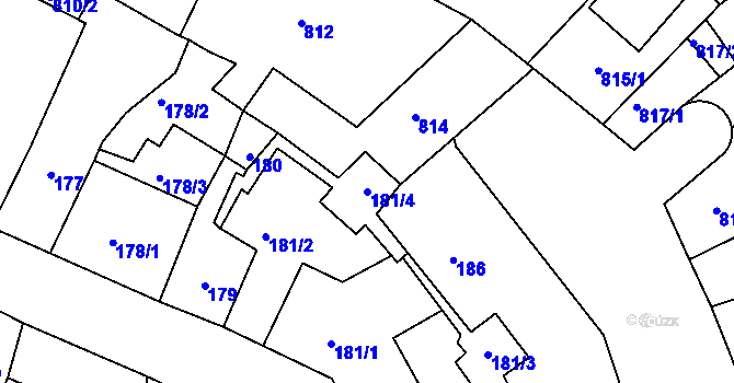 Parcela st. 181/4 v KÚ Litoměřice, Katastrální mapa